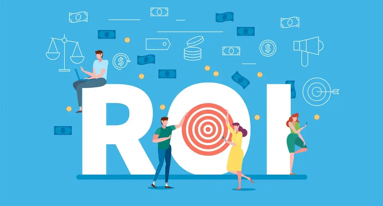 UK business team discussing SEO and paid social ROI strategies