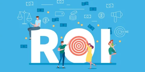 UK business team discussing SEO and paid social ROI strategies
